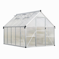 Garvee 8' × 10' Polycarbonate Greenhouse, Walk-In Aluminum Greenhouse with Lockable Door, Roof Vent, Rain Gutters & Reinforced Frame, Silver