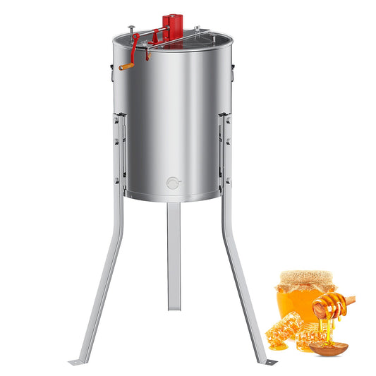 Garvee Upgraded Manual 4/8 Frame Honey Extractor with Side Handles, Food-Grade Stainless Steel Beekeeping Extractor with Adjustable Stand and Clear Lid