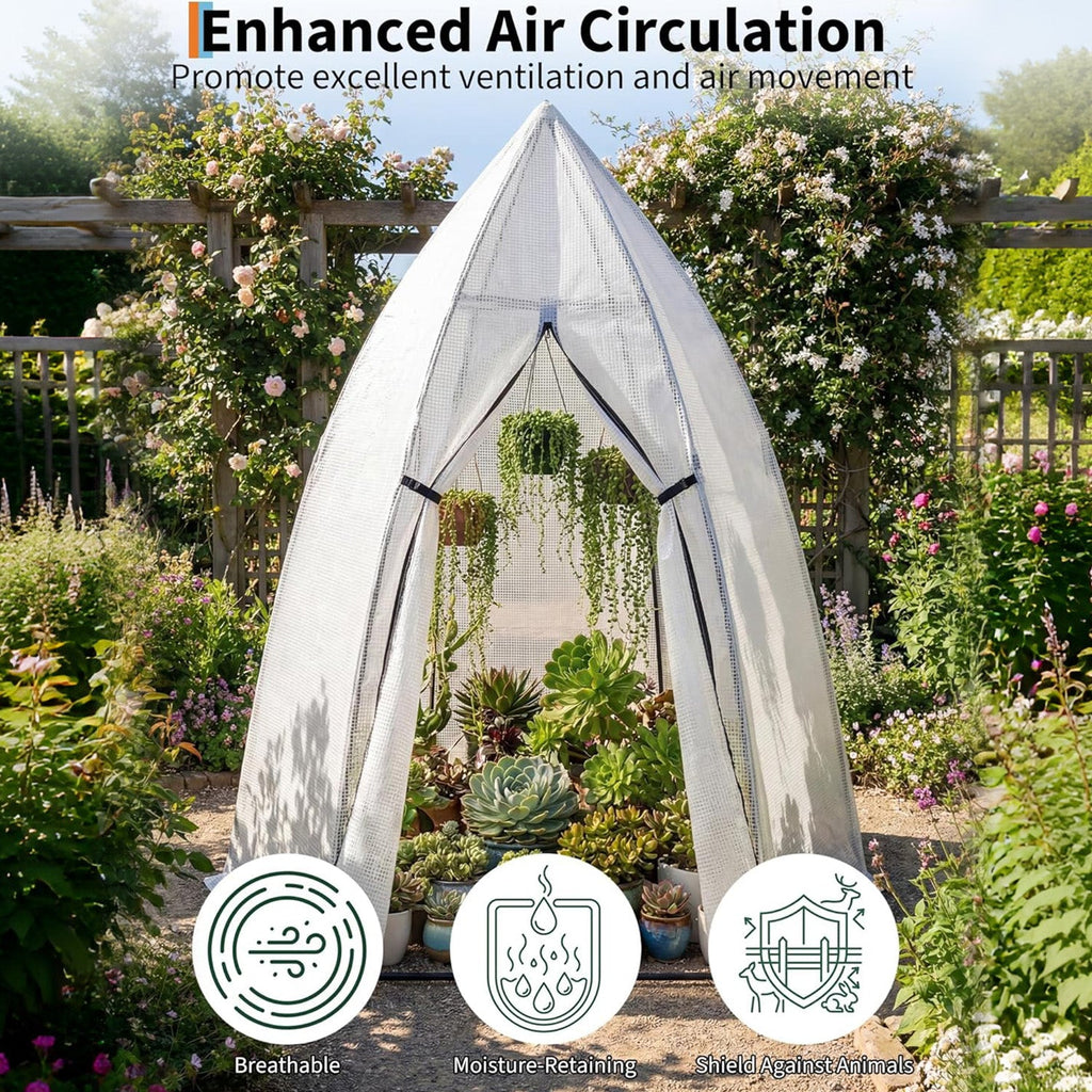 Garvee Mini Hexagonal Greenhouse 54"x54"x71", Portable Walk-In Greenhouse with PE Cover, Roll-Up Door & Mesh Window, Steel Frame for Garden Patio
