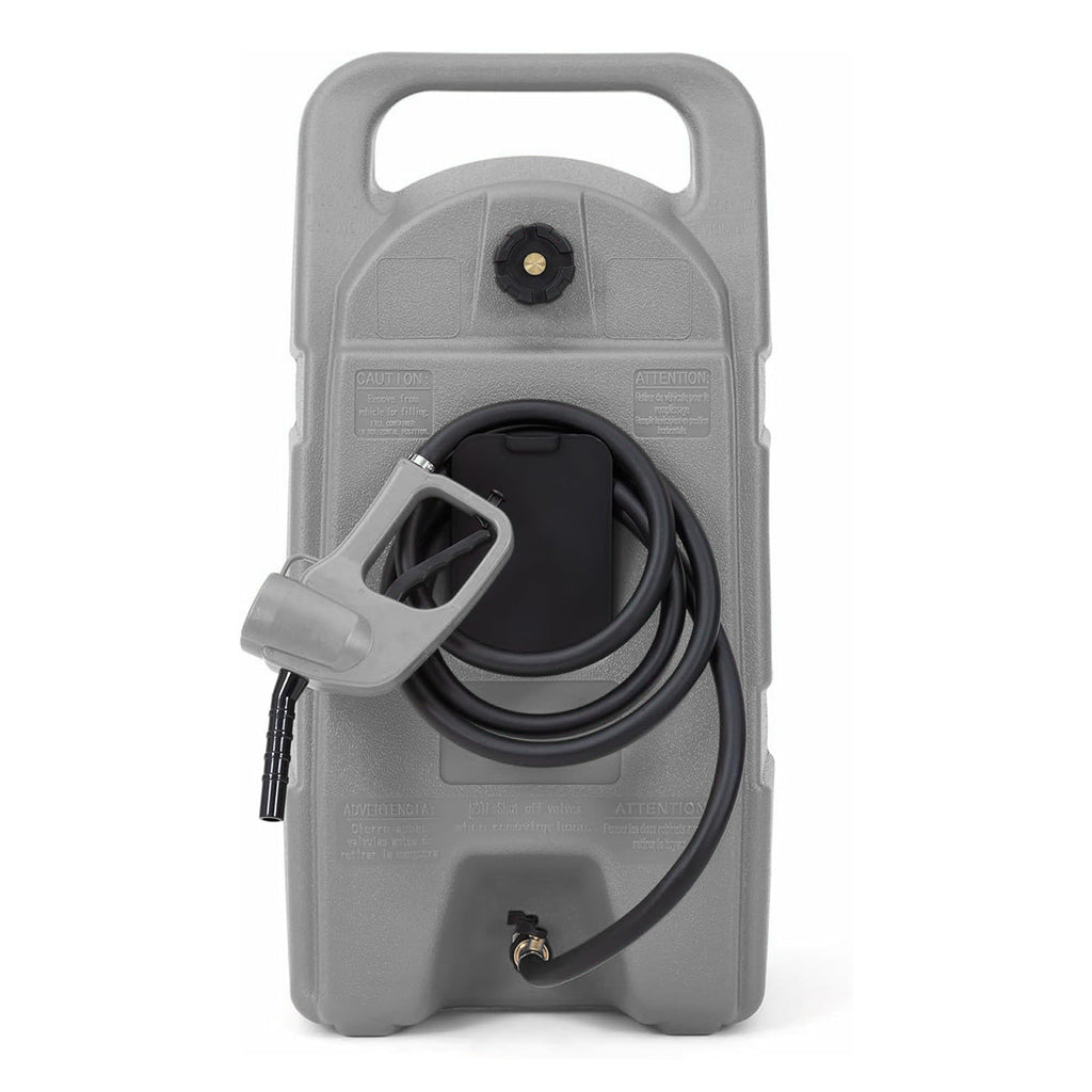 Garvee Upgraded 15-Gallon Gas Can & Fuel Tank - Portable Fuel Caddy with Manual Transfer Pump, 10FT Hose, and Wheels, Heavy-Duty Leak-Proof Design for Lawn Mowers, Tractors, Cars, Boats, ATVs, and Snow Blowers, Grey