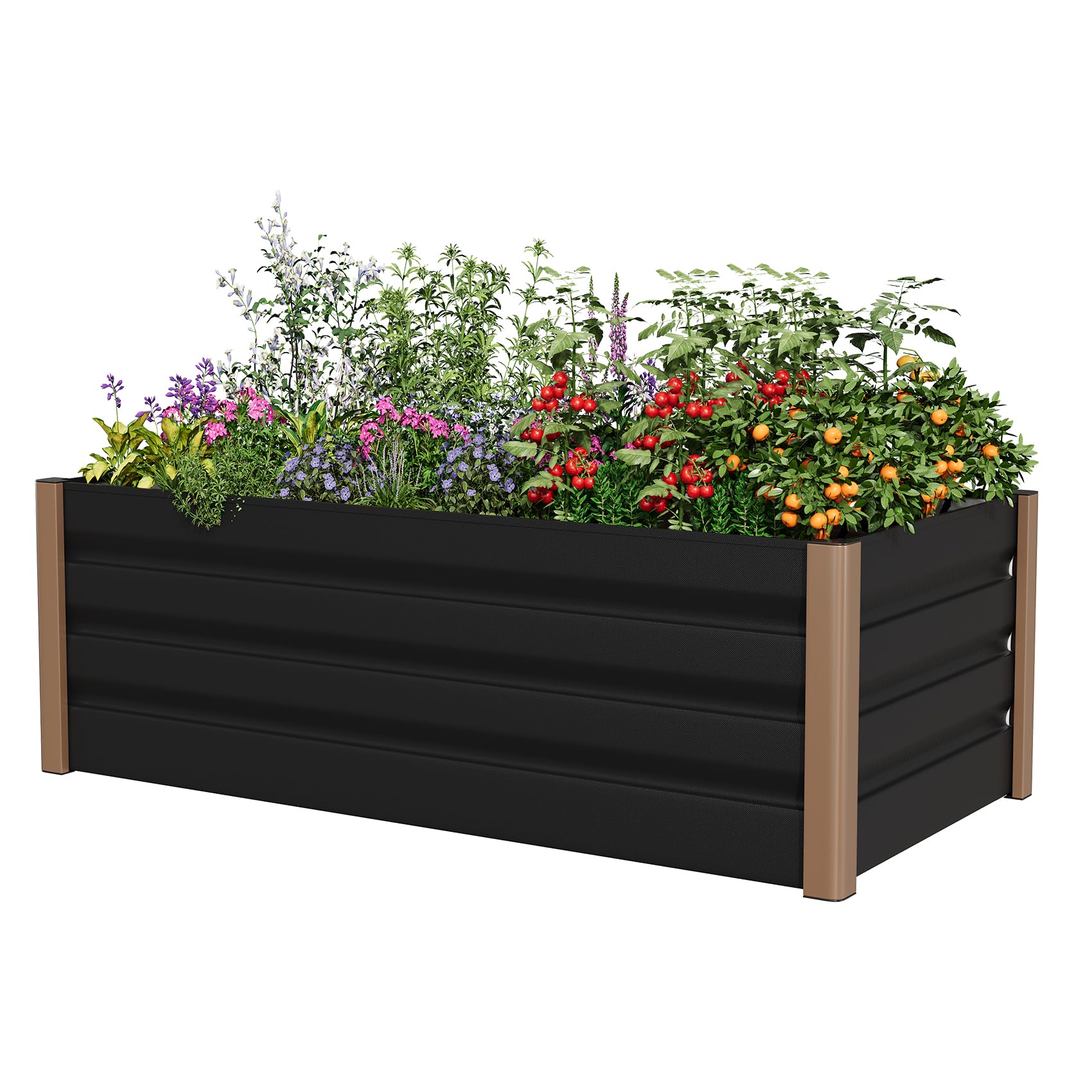 Garvee 4' × 2' × 1.3' Aluminum Raised Garden Bed, Heavy Duty Deep Planter Box for Vegetables & Flowers, Gray