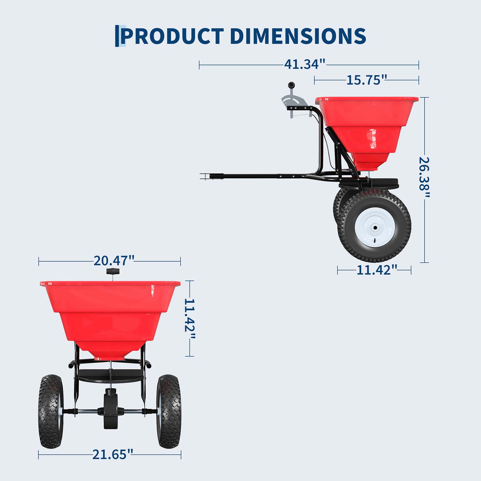 Garvee 85 lb Tow-Behind Broadcast Spreader with Adjustable Flow Control, 10-Inch Pneumatic Tires, Steel Frame & Universal Hitch for Seed, Fertilizer, Salt and Ice Melt, Red