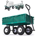 Garvee 400 lb Garden Cart Wagon, Heavy Duty Utility Cart with 10" Pneumatic Tires, Steel Frame, Removable Mesh Sides,Green