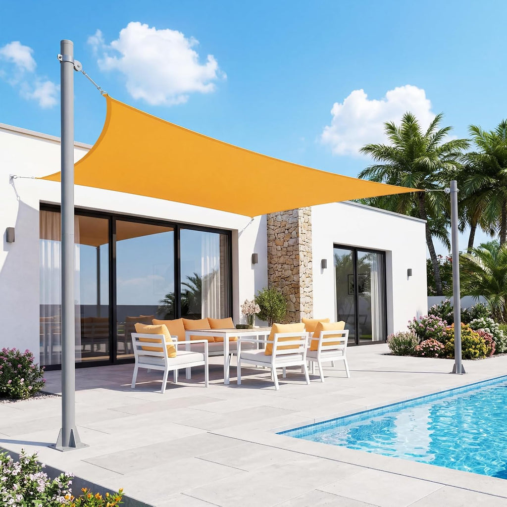 Garvee 10 ft Shade Sail Poles 2 Pack, Heavy Duty Rust-Resistant Outdoor Sun Shade Support Post Kit with D-Clamps for Patio, Backyard, Pool Deck, Garden,Grey