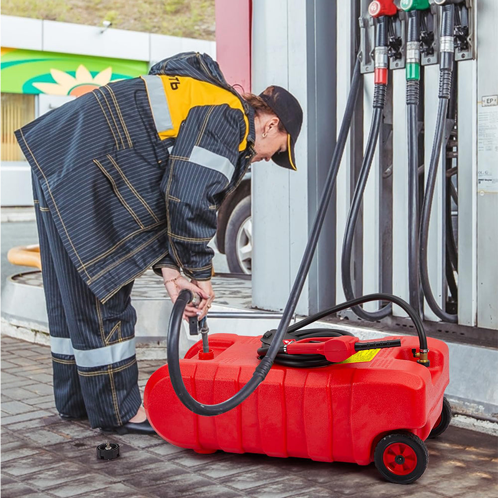 Garvee 3-Pack Fuel Caddy 15 Gallon Portable Diesel Fuel Caddy with Pump, 10ft Hose, Manual Siphon 7.5 L/min, UV-Resistant for Garage and Workshop, Red