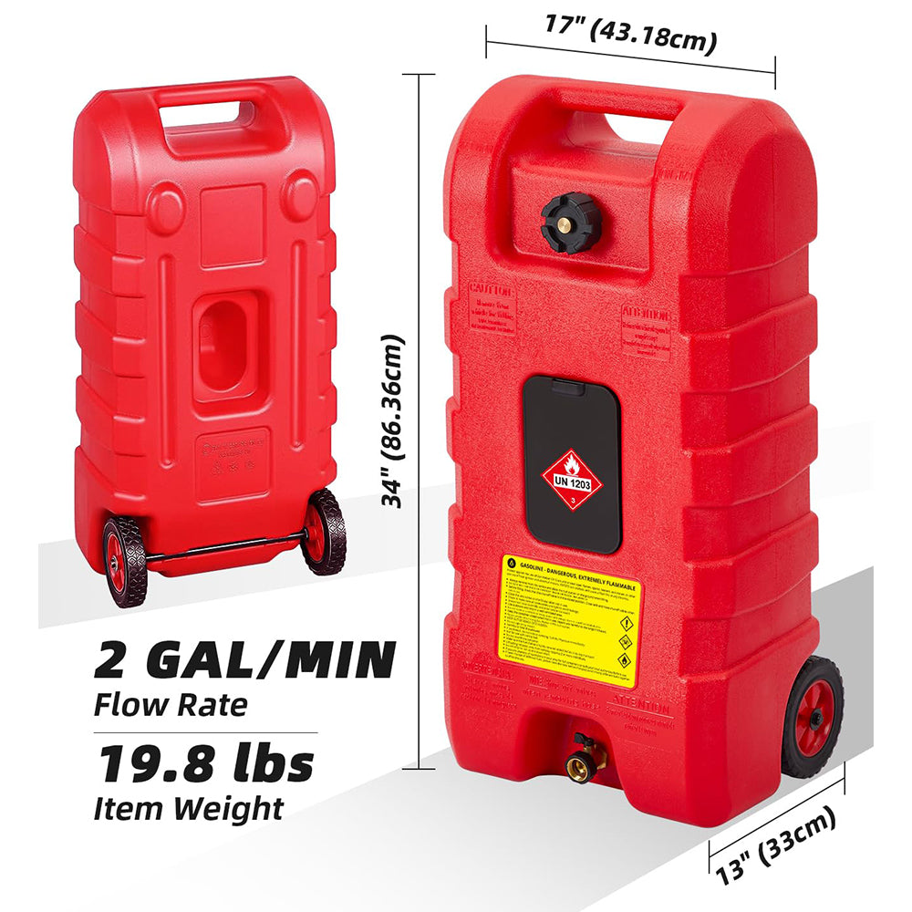 Garvee 3-Pack Fuel Caddy 15 Gallon Portable Diesel Fuel Caddy with Pump, 10ft Hose, Manual Siphon 7.5 L/min, UV-Resistant for Garage and Workshop, Red