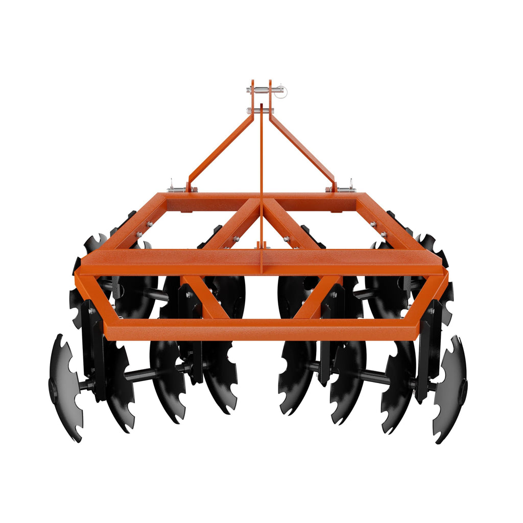 Garvee 5ft Disc Harrow Plow Tractor Attachment – 3-Point Hitch, 16” Notched Discs for Field Cultivation & Soil Preparation