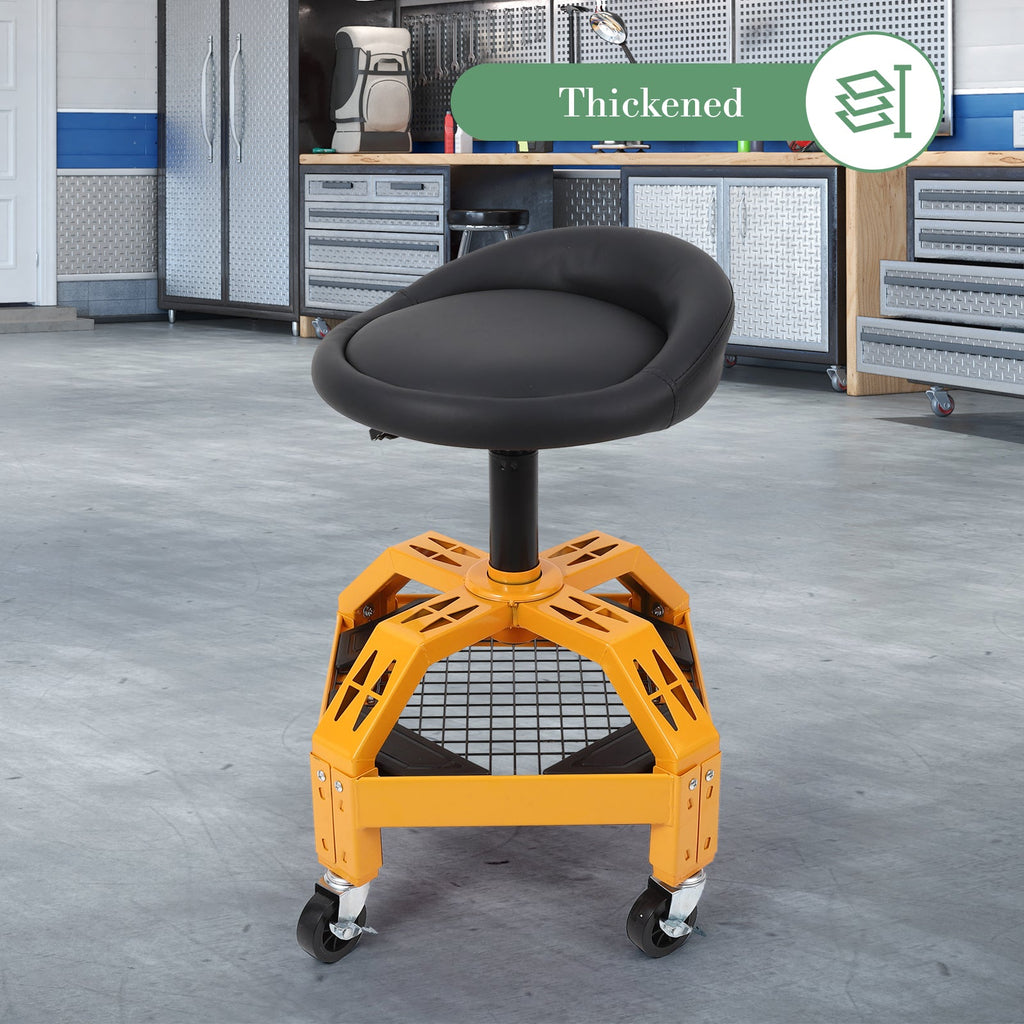 Garvee 300LBS Mobile Rolling Gear Seat - Adjustable Comfort, Smooth Mobility, Spinning Gear Tray, Heavy-Duty Support