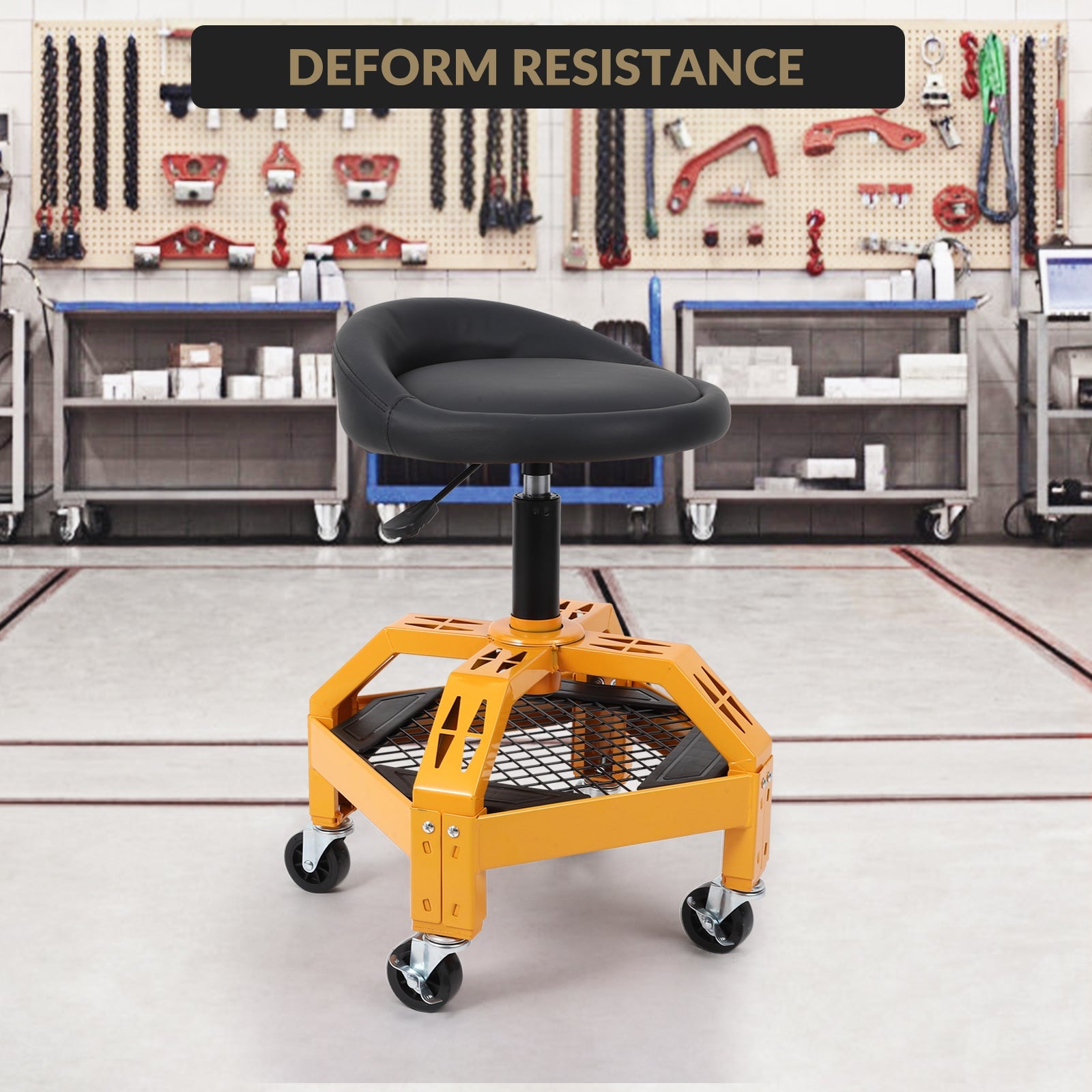 Garvee 300LBS Mobile Rolling Gear Seat - Adjustable Comfort, Smooth Mobility, Spinning Gear Tray, Heavy-Duty Support