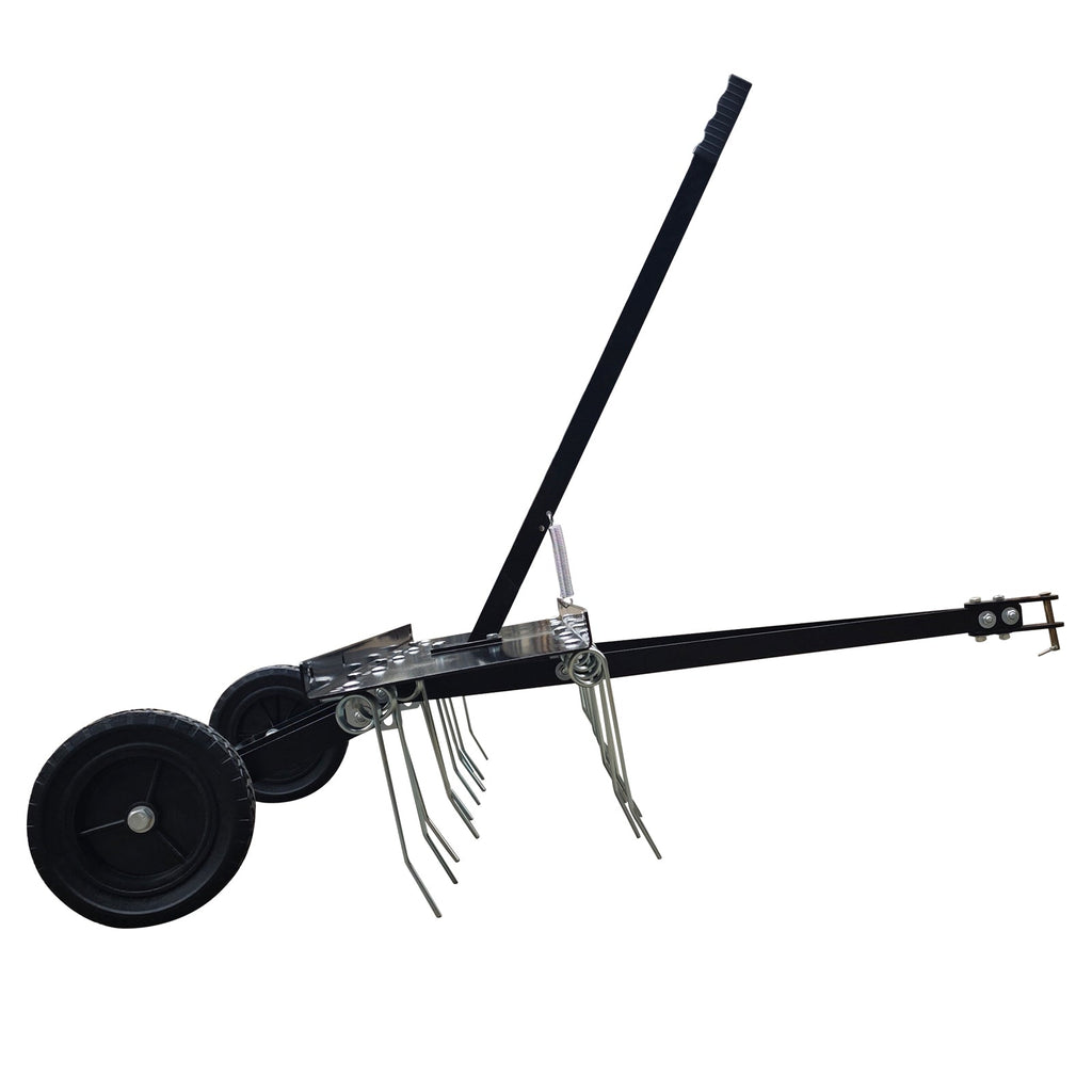 Garvee 48 Inch Pull Behind Dethatcher with 20 Spring Steel Tines, Heavy-Duty Durable Frame, Adjustable Height, Q235 Material, Lawn Tractor Rake for Yard Care