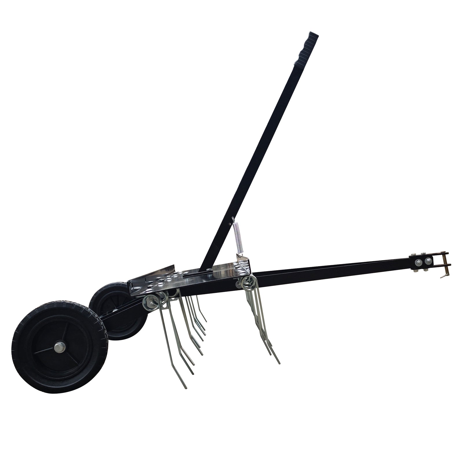 Garvee 48 Inch Pull Behind Dethatcher with 20 Spring Steel Tines, Heavy-Duty Durable Frame, Adjustable Height, Q235 Material, Lawn Tractor Rake for Yard Care