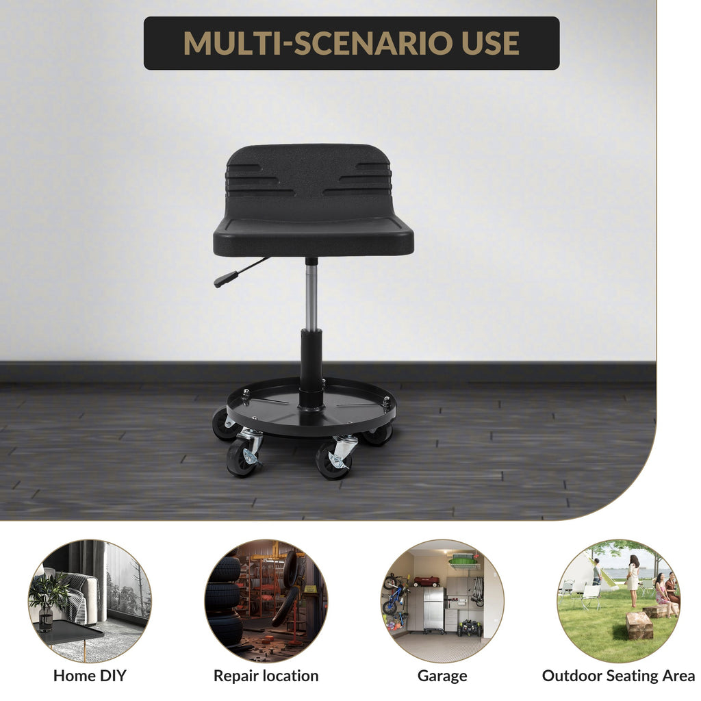 Garvee 300-Pound Capacity Telescoping Tractor Seat With Parts Tray Adjustable Height Steel Tool Tray Premium Comfort