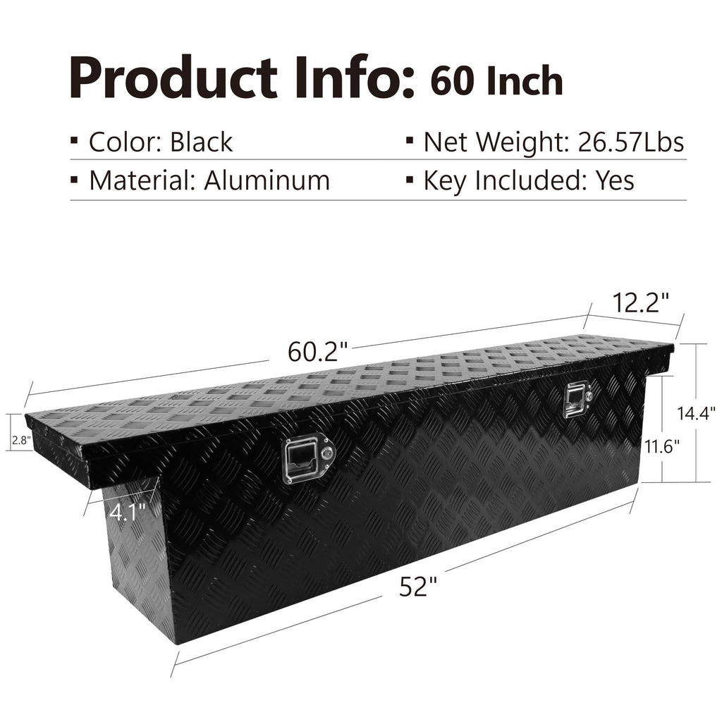 Garvee 60 Inch Heavy Duty Aluminum Stripes Plated Tool Box Waterproof Storage Toolbox with Lock for RV ATV Trailer Truck 60.2 Inches