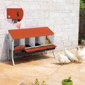 Garvee Heavy-Duty Metal Chicken Nesting Box for Easy Egg Collection - 4 Compartments with Removable Trays - Wall Mountable with Bracket Legs - Durable Poultry Coop Accessory, Orange Color, Four Grids + Bracket