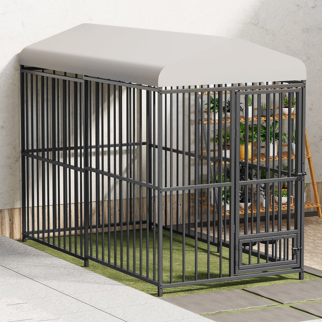 Garvee Large Outdoor Dog Kennel, Heavy Duty Dog Cage with Roof, Dog Kennel Galvanized Iron Dog House with Safety Locks, UV & Water Resistant Proof Cover, for Garden Backyard(8x4x6ft)