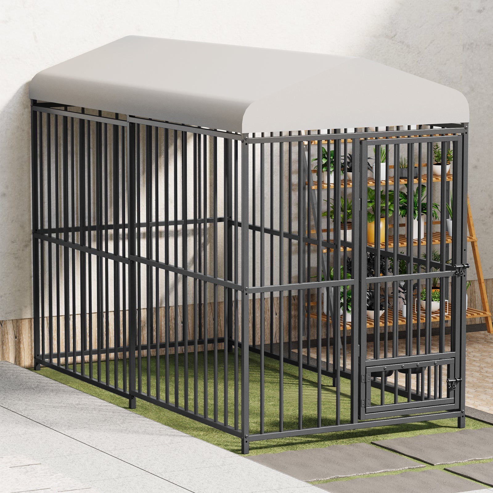 Garvee Large Outdoor Dog Kennel, Heavy Duty Dog Cage with Roof, Dog Kennel Galvanized Iron Dog House with Safety Locks, UV & Water Resistant Proof Cover, for Garden Backyard(8x4x6ft)