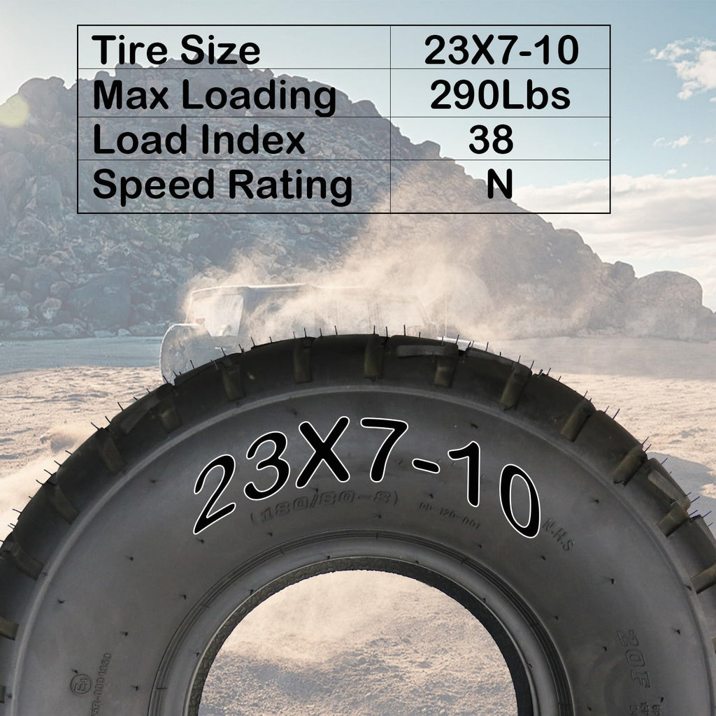 Garvee 2 Pack 23x7-10 ATV Tires All-Terrain 4 Ply Durable Rubber Tubeless Off-Road Sand Mud Trail ATV UTV Tires