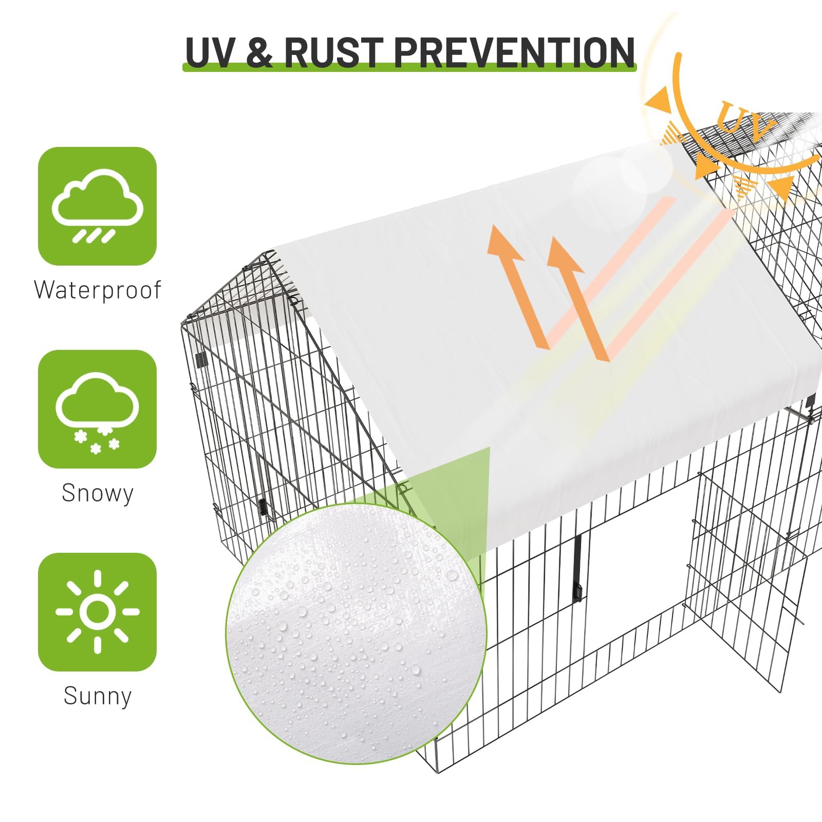 GARVEE 7.1'x3.2'x3.2' Large Walk-in Chicken Coop - Galvanized Steel with Waterproof Cover & Security Lock, Ventilated Outdoor Design