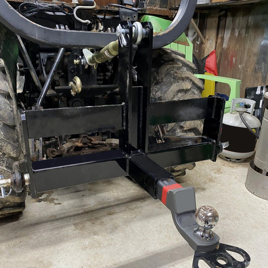 Garvee 3 Point Trailer Hitch with 2" Receiver for Category 1 Tractors - Heavy-Duty Steel, Quick-Install, Rust-Resistant, Includes Suitcase Weight Brackets - Industrial Use
