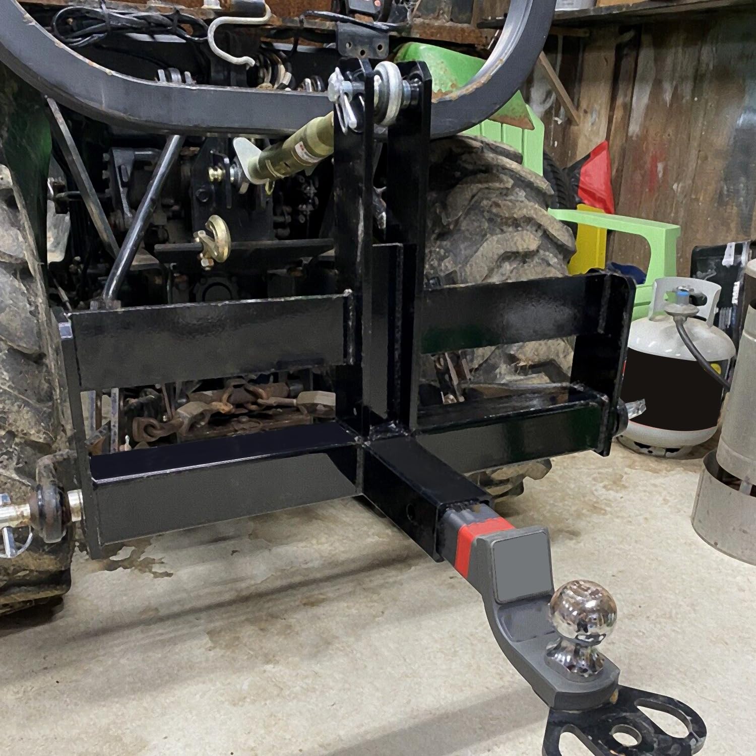 Garvee 3 Point Trailer Hitch with 2" Receiver for Category 1 Tractors - Heavy-Duty Steel, Quick-Install, Rust-Resistant, Includes Suitcase Weight Brackets - Industrial Use