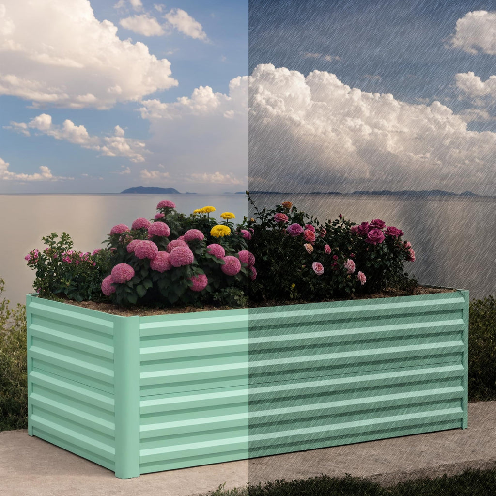 Garvee 2 Pcs 6' X 3' X 2' Steel Garden Bed, Open-Bottom Drainage & 2ft Depth for Root Crops, Heavy-Duty Planter Box for Farm/Backyard,Green