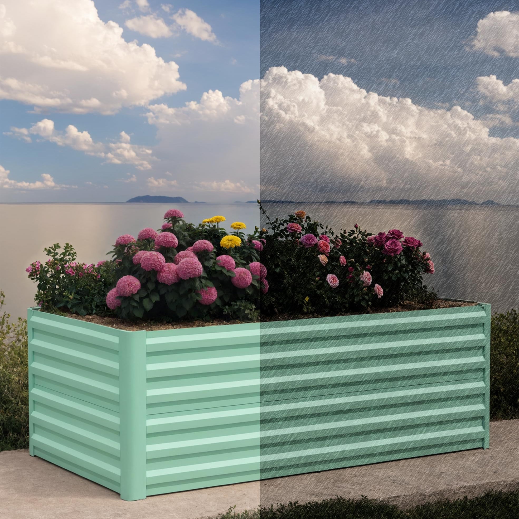 Garvee 2 Pcs 6' X 3' X 2' Steel Garden Bed, Open-Bottom Drainage & 2ft Depth for Root Crops, Heavy-Duty Planter Box for Farm/Backyard,Green