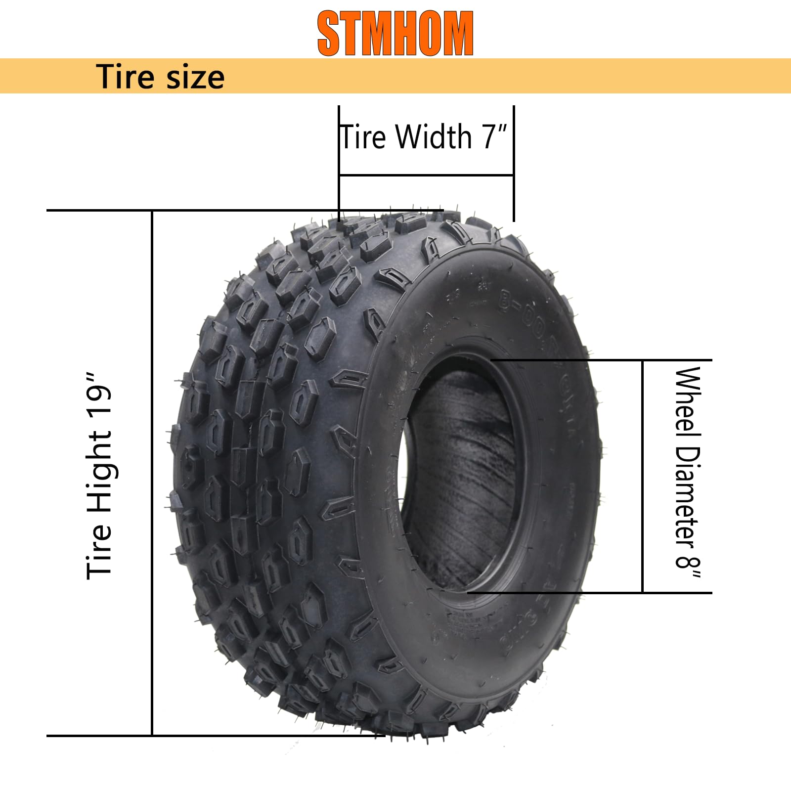 Garvee Set of 2 19x7-8 ATV UTV Mini Bike Tires Tubeless 4PR Sport-Racing Durable Rubber Aggressive Tread Off-Road
