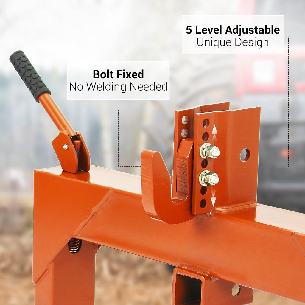 Garvee 3-Point Quick Hitch Tractor Attachment 3000 LBS Lift Capacity 5-Level Adjustable Bolt Reinforced Steel Tubing Category 0 & 1 Farm Use