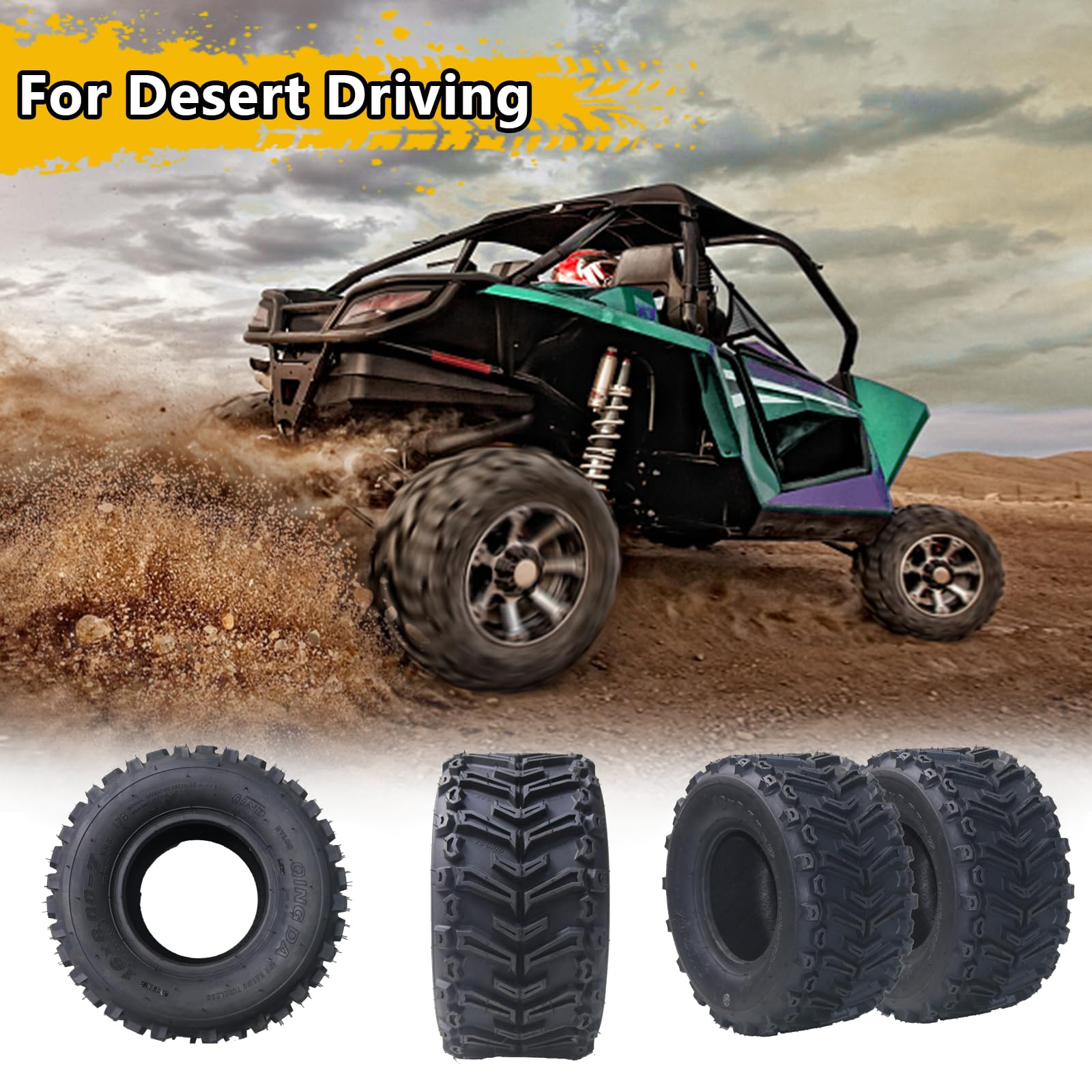 Garvee Set of 2 ATV All-Terrain Tires 16X8-7 4PR Tubeless Nylon 6-Ply Abrasion Resistant Enhanced Traction Off-Road Trail Sand Mud