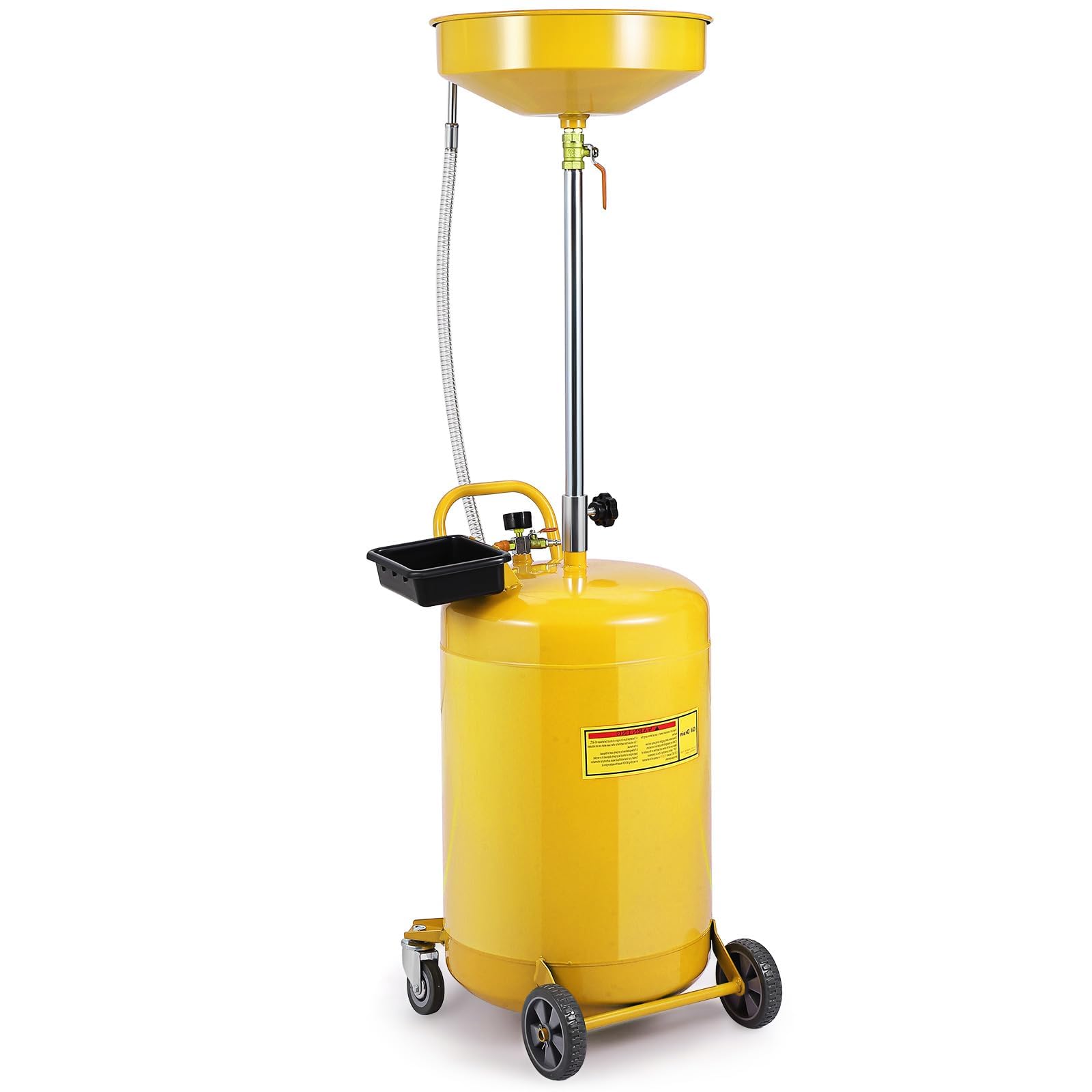 Garvee 20 Gallon Waste Oil Drain Tank Portable Air-Operated Adjustable Height Steel Oil Drainer with Wheels Automotive Workshop Use