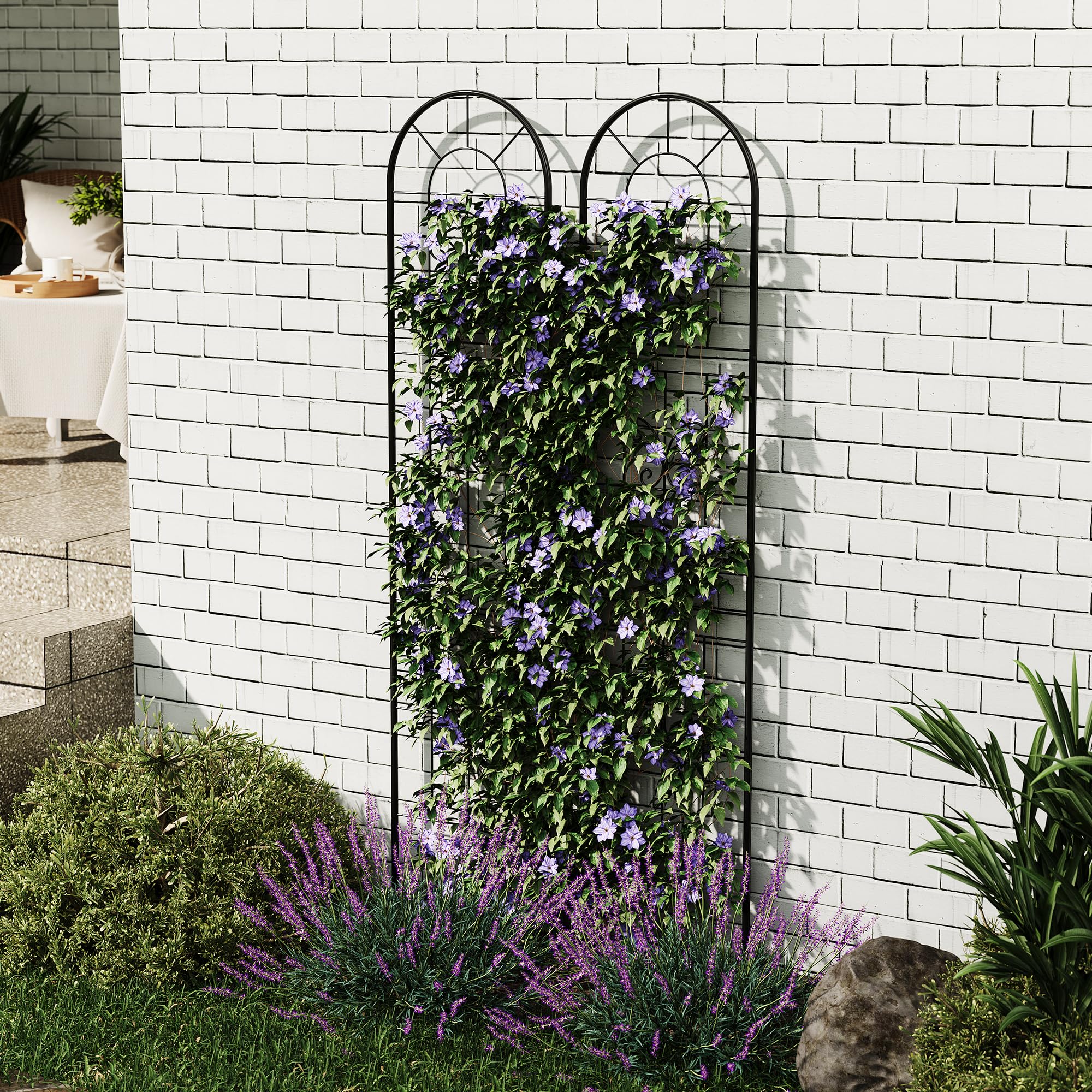 Garvee 4 Pack No Dig Dog Fence Panels - 55 Inch Tall Rustproof Animal Barrier with Gate - Decorative Garden Fence for Yard Patio