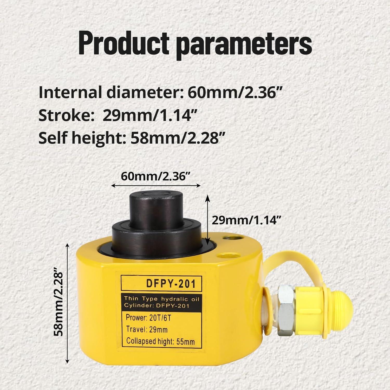 Garvee 20T Hydraulic Cylinder Jack Porta Power Mini Hydraulic Power Ram Lifting Cylinder Low Profile Jack Portable for Shipbuilding Bridge Construction