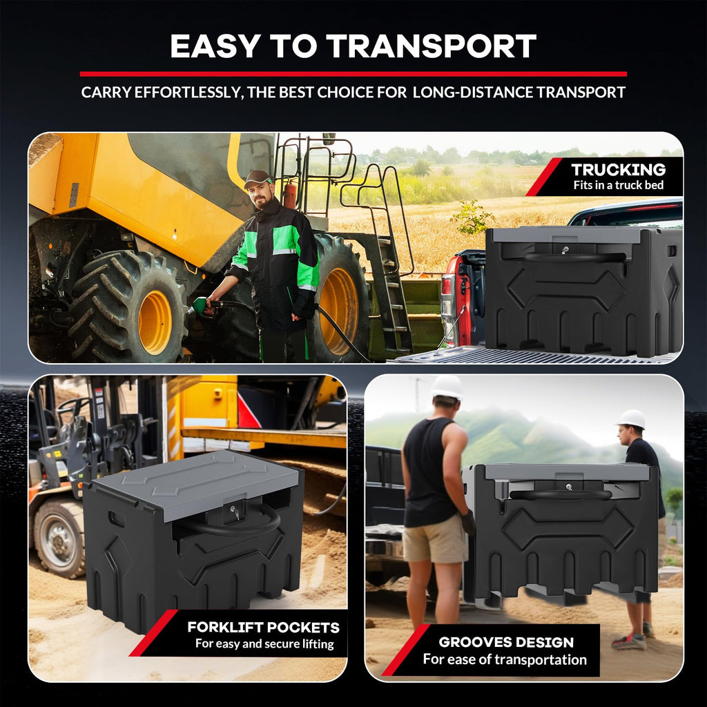 Garvee 52 Gallon Portable Diesel Fuel Tank with 12V Electric Pump, Auto Shut-Off Nozzle, HDPE, Dual Filtration, 15ft Hose, Forklift Pockets for Construction Farms