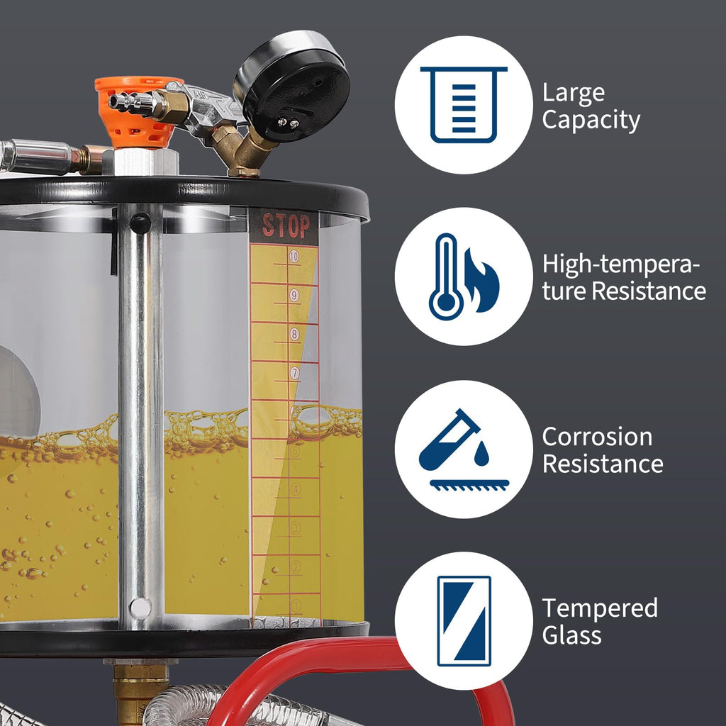Garvee 20 Gallon Waste Oil Drain Tank, Air Operated Portable Oil Drainer with Adjustable Funnel & Measuring Cup, Heavy Duty Metal Construction, Wheels, for Automotive Workshops
