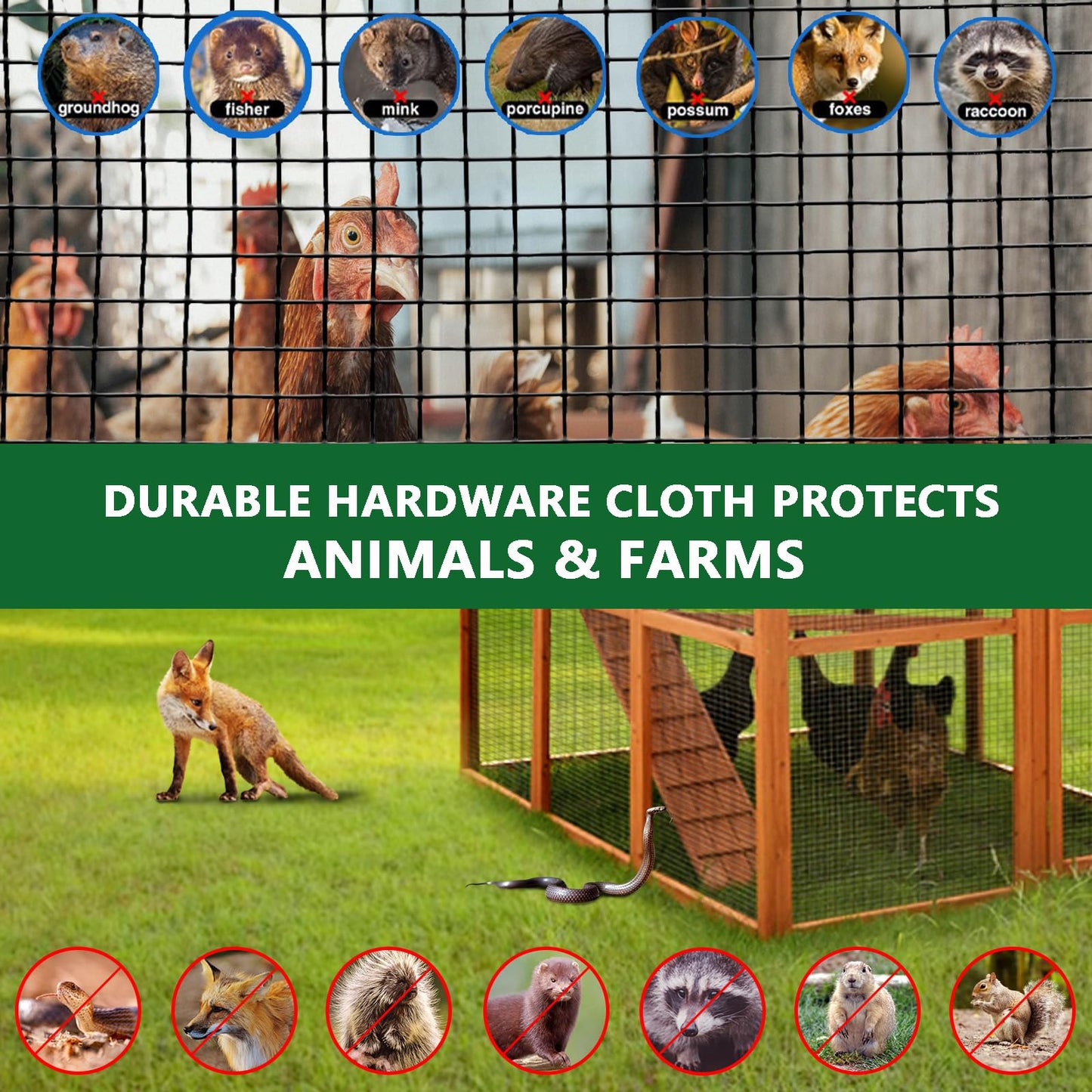 Garvee 48"x120' 19-Gauge Black PVC-Coated Wire Mesh - Welded Hardware Cloth 1/2"x1/2" (Rust-Resistant for Gardens/Coops)
