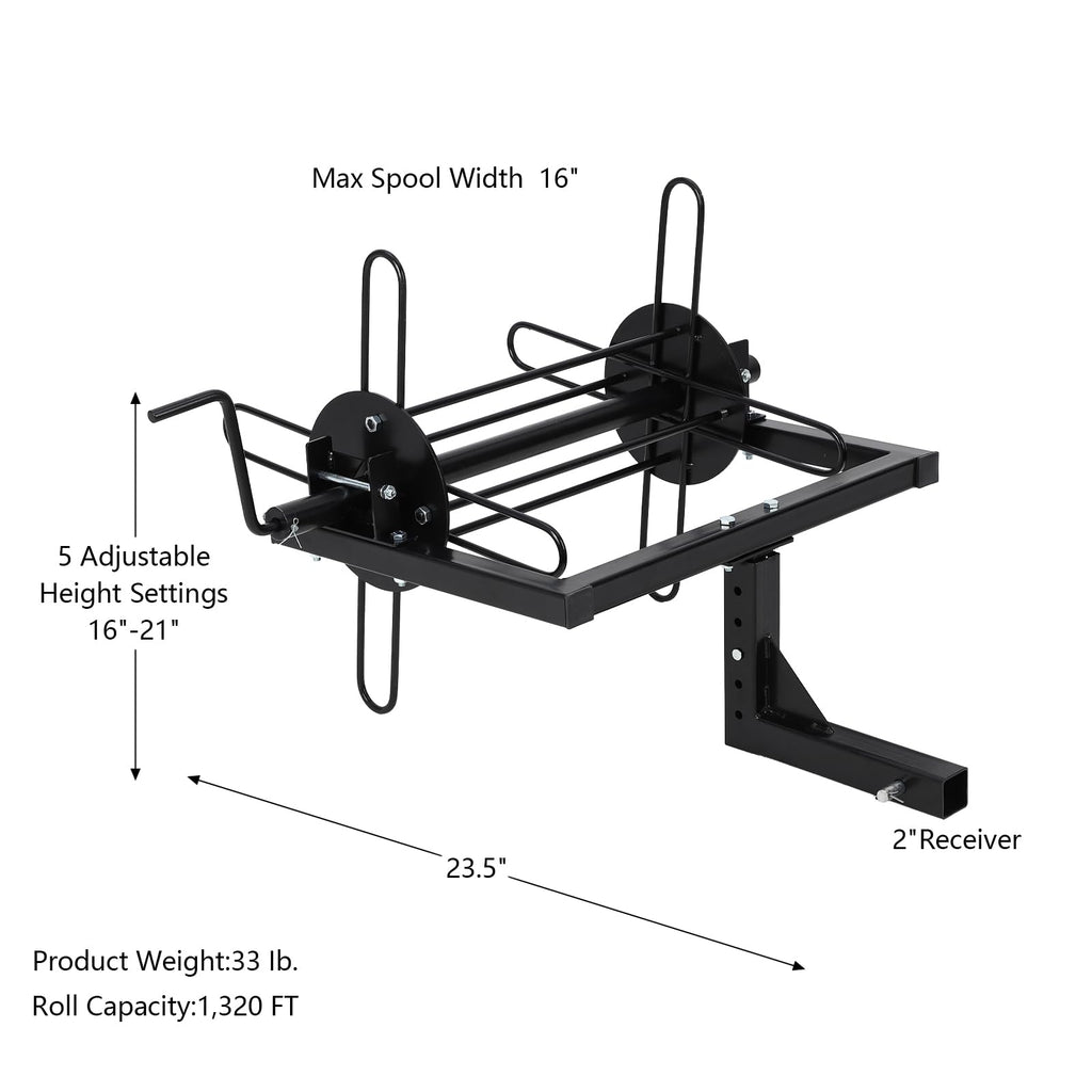 Garvee Wire Unroller with Bolts, Receiver Hitch Compatible, Powder Coated Rust-Resistant Steel, Safety Non-Slip Design, Multifunctional for Fencing and Outdoor Use