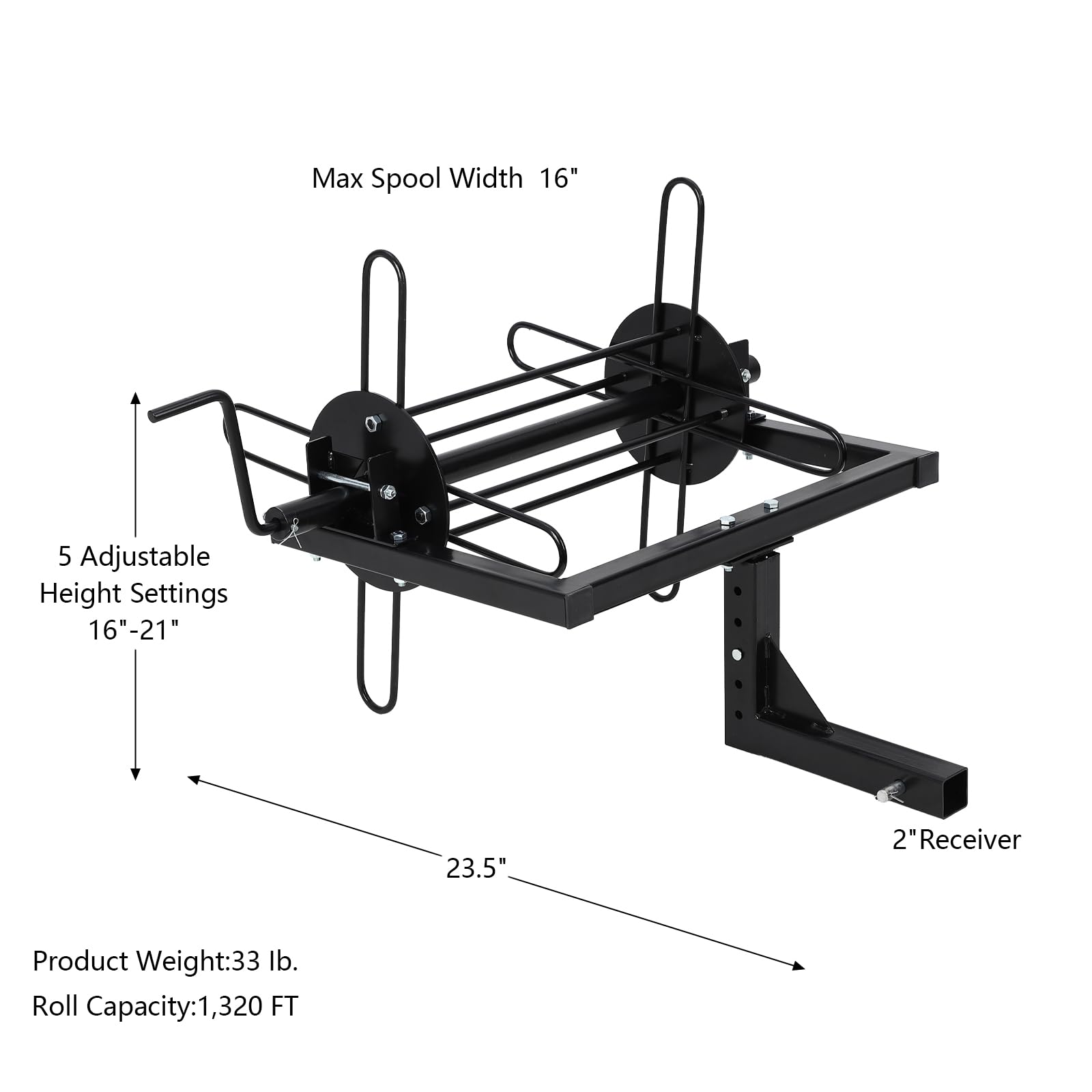 Garvee Wire Unroller with Bolts, Receiver Hitch Compatible, Powder Coated Rust-Resistant Steel, Safety Non-Slip Design, Multifunctional for Fencing and Outdoor Use
