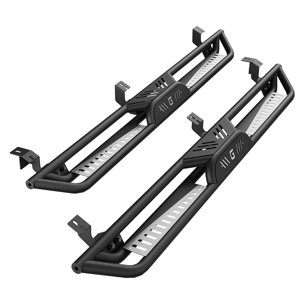 Garvee Side Bars for Toyota Tacoma 2005-2023 Double Cab - 2" Carbon Steel Tri-Tube, 500LBS Load Non-Slip Pads, Bolt-On Install, Rust Resistant - Off-Road Protection
