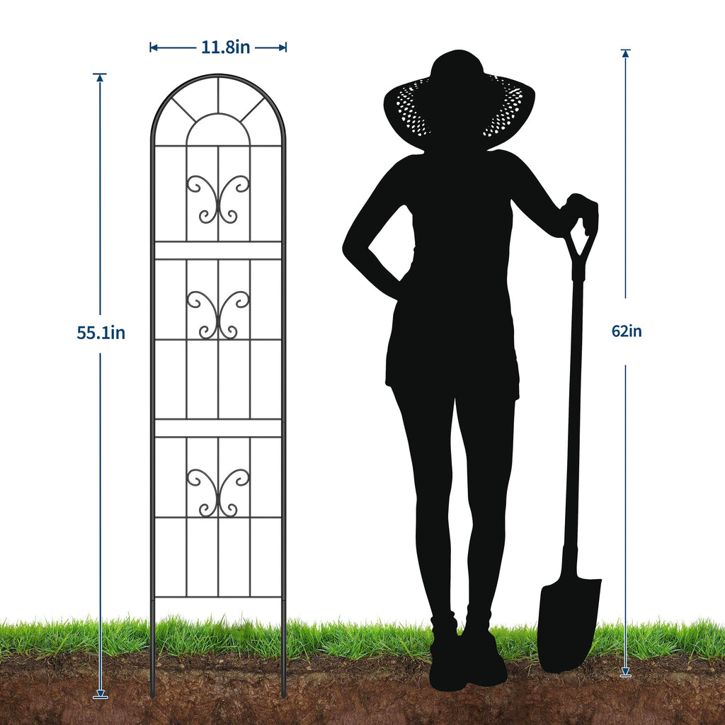 Garvee 4 Pack No Dig Dog Fence Panels - 55 Inch Tall Rustproof Animal Barrier with Gate - Decorative Garden Fence for Yard Patio
