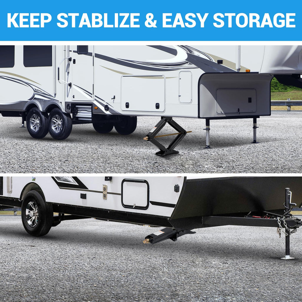 Garvee 24" RV Scissor Jack 7500lb Heavy Duty Leveling Crank Handle Powder-Coated Steel Stable Base Adjustable 4"-24" Travel Trailers Campers