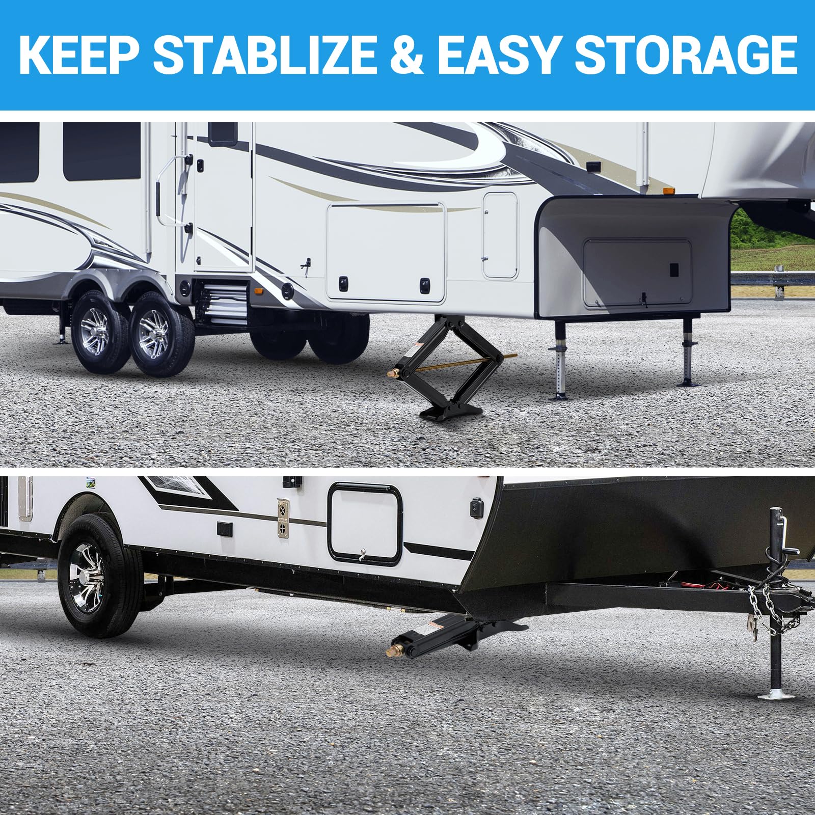 Garvee 24" RV Scissor Jack 7500lb Heavy Duty Leveling Crank Handle Powder-Coated Steel Stable Base Adjustable 4"-24" Travel Trailers Campers