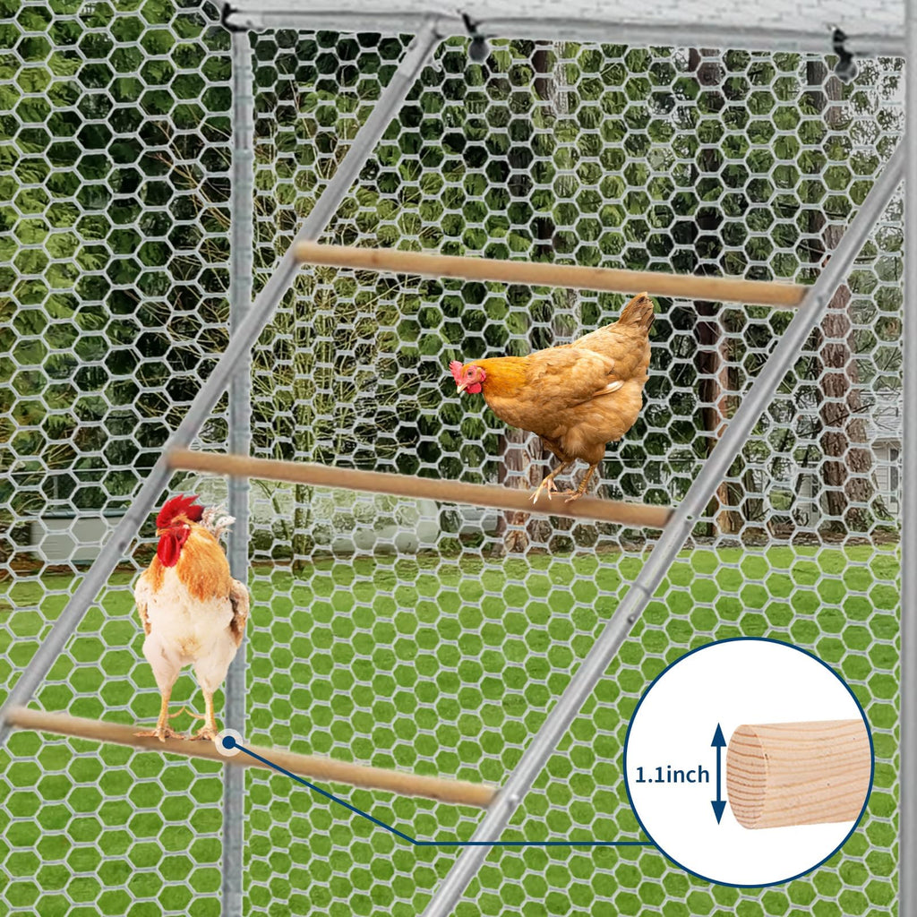 Garvee Chicken Perch for Coop 55x40'' Galvanized Iron & Wood Weatherproof Ladder Design Stable Round Bars Multi-Tier Roosting for Backyard Poultry