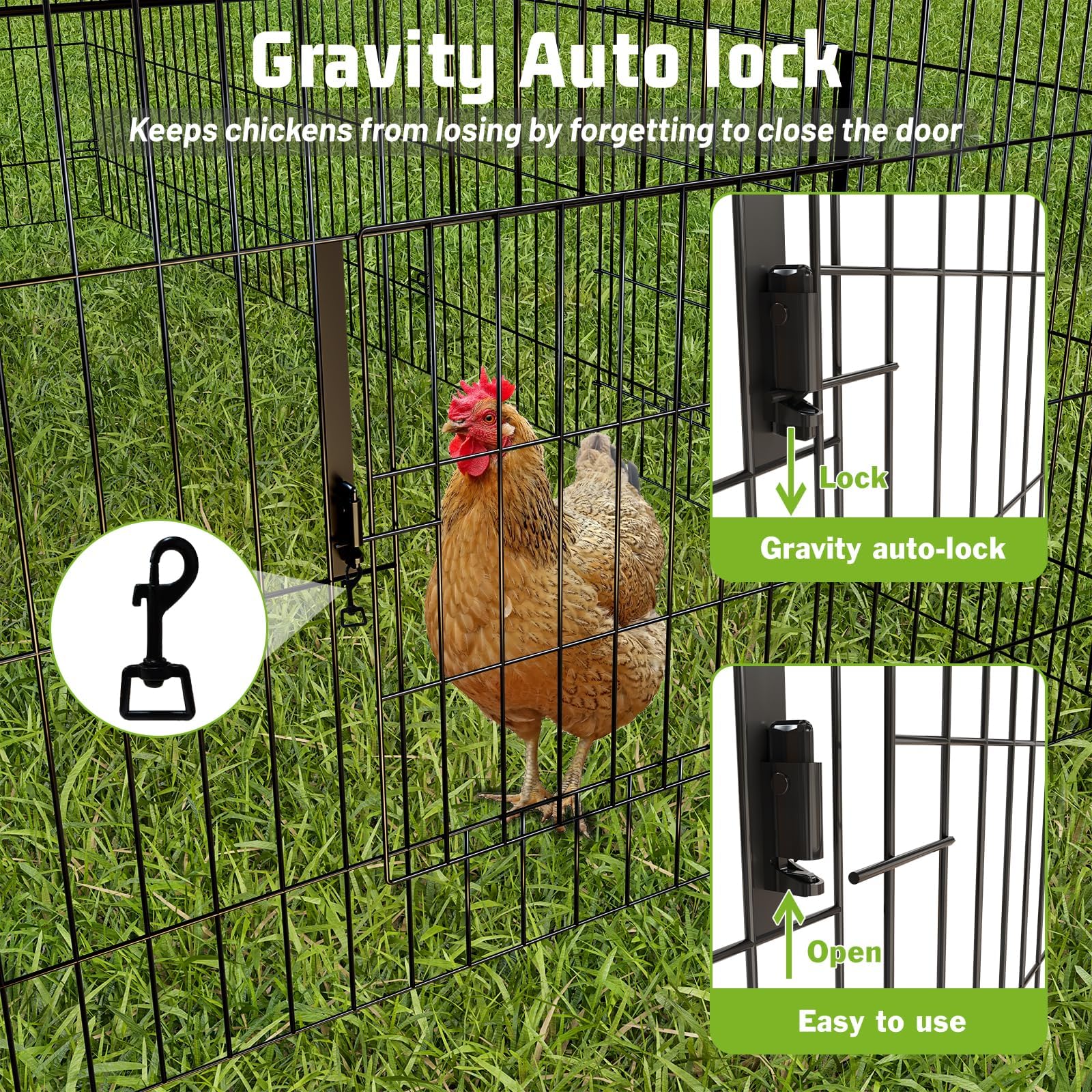 GARVEE 7.1'x3.2'x3.2' Large Walk-in Chicken Coop - Galvanized Steel with Waterproof Cover & Security Lock, Ventilated Outdoor Design