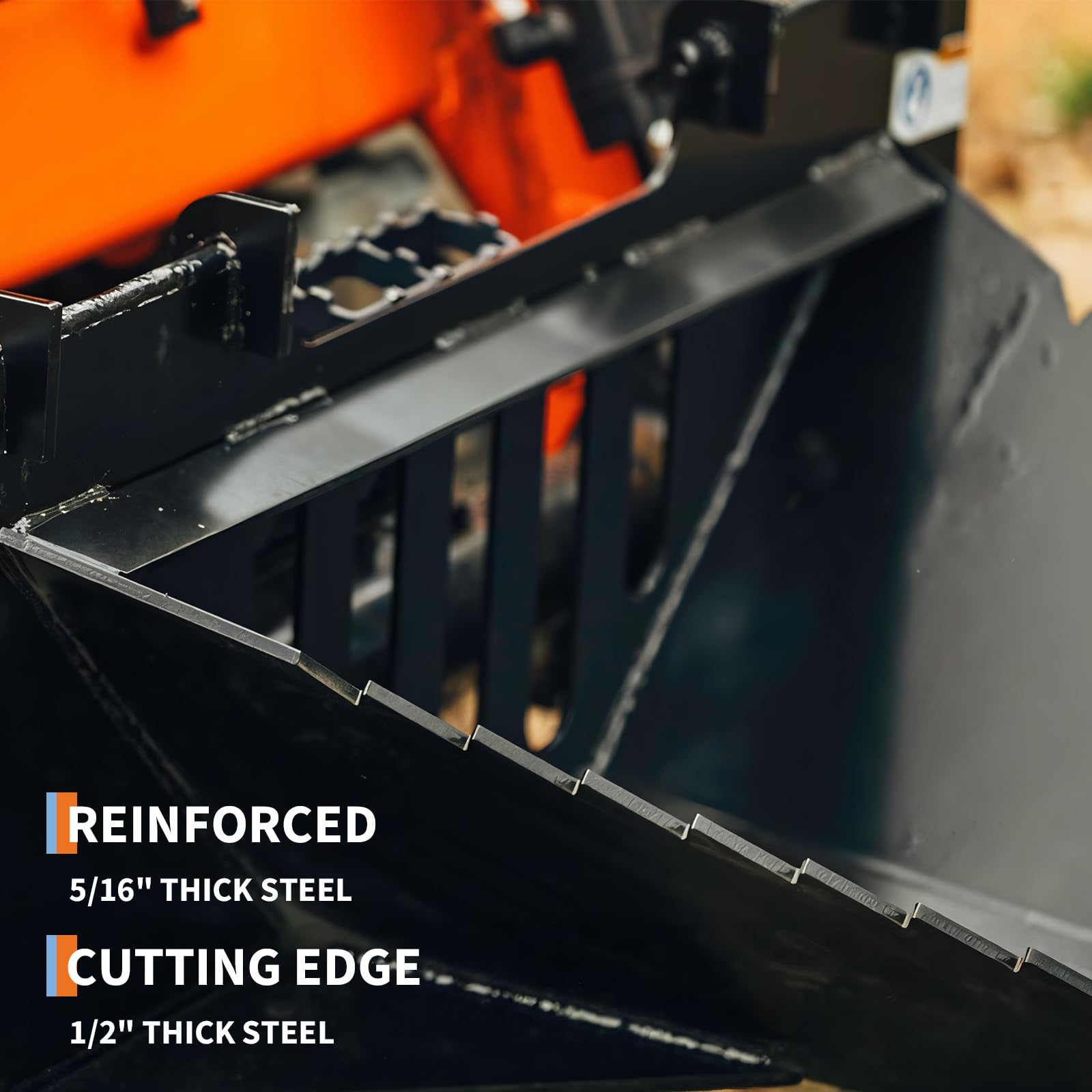 Garvee Economy Series Stump Bucket Attachment, Universal Skid Steer Quick Tach, Serrated Leading Edge, Tree Scoop Digger for Removing Smaller Tree Stumps and Light Duty Ripping Roots,Black