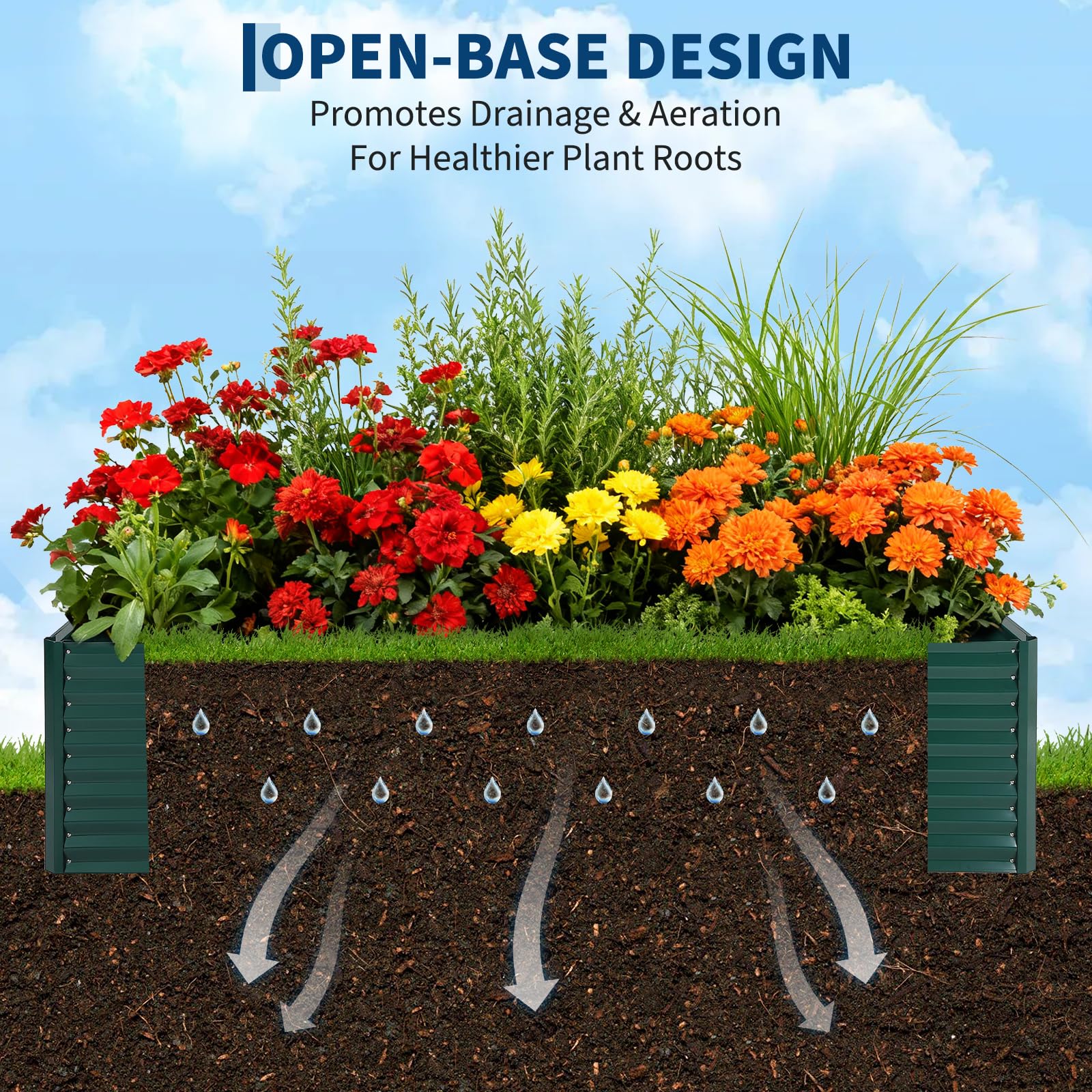 Garvee Galvanized Raised Garden Bed Kit with Cover, Extra Deep Metal Planter, Reinforced Structure, Effortless Assembly, Weather-Resistant Steel, Organic Gardening, Outdoor Use