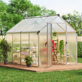Garvee 6x8 FT Walk-in Greenhouse Aluminum Frame Polycarbonate Panels Roof Vent Ground Nails Backyard Garden
