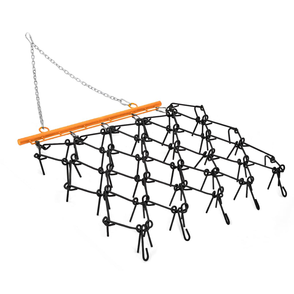 Garvee Heavy Duty 5x4.5FT Drag Harrow - 3/8" Thick Steel Mesh with Reinforced Tines, ATV/UTV Tow Behind Harrow for Leveling & Grading Soil, Arena, Pasture Black+Orange
