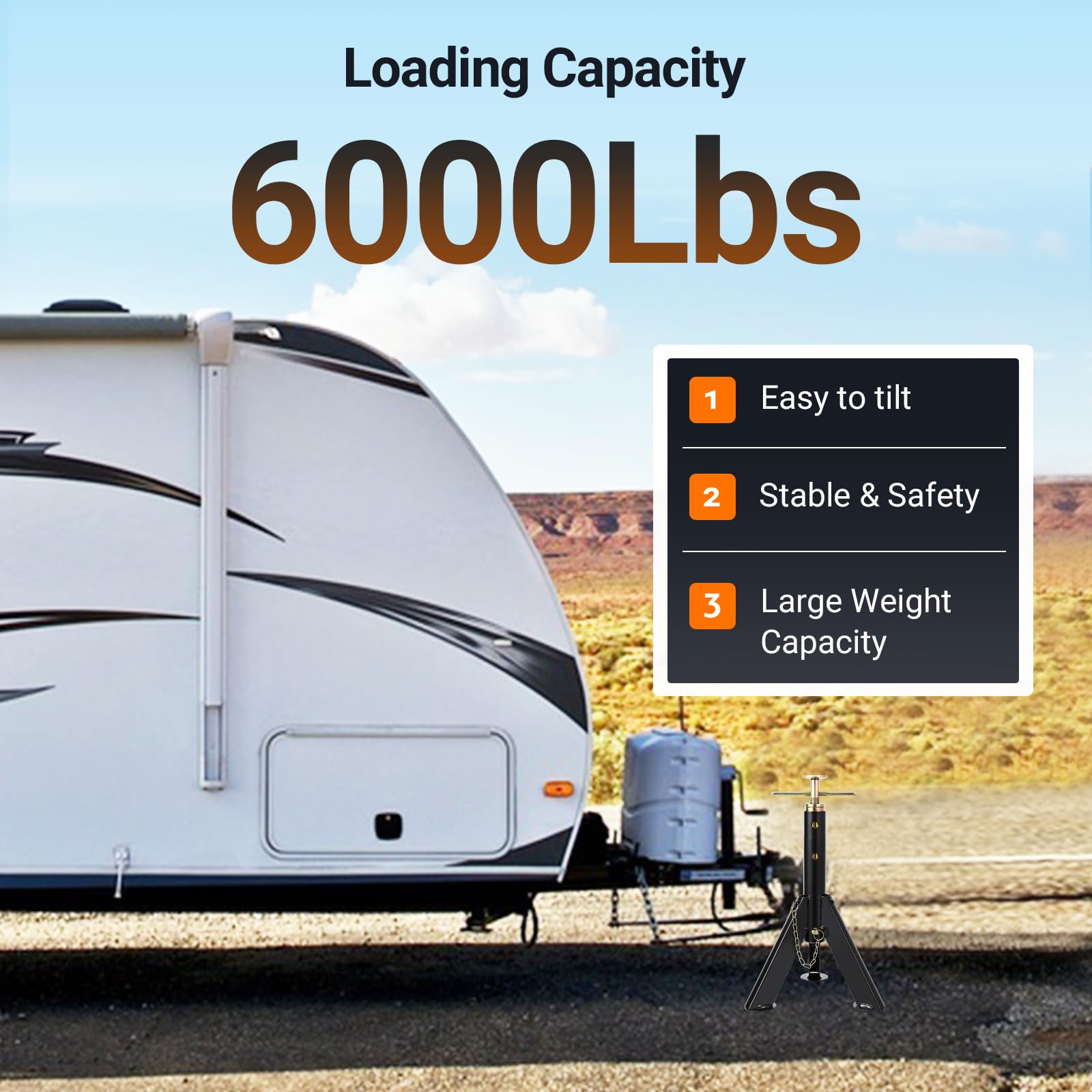 Garvee 6000 lbs RV Scissor Jacks - 3-Ton Stabilizer Jack Stands, Adjustable Height from 16" to 30", Set of 2, Durable and Reliable for Travel Trailers, RVs, and Campers