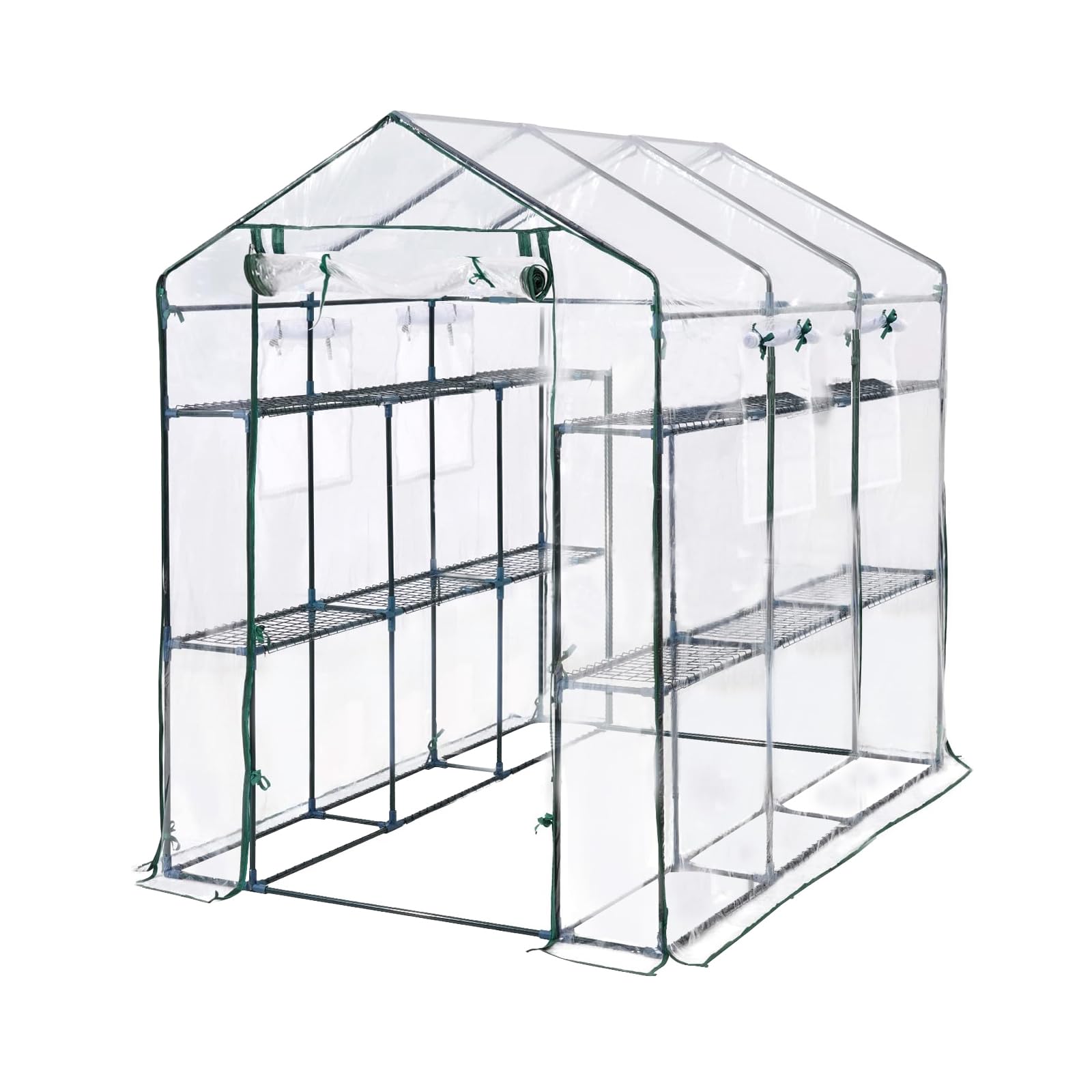 Garvee 85" x 56" x 77" Walk-In Greenhouse, Heavy-Duty Outdoor Plant Tent with UV-Resistant Weatherproof Cover, Mesh Vent Windows for Garden, Backyard & Patio, Transparent