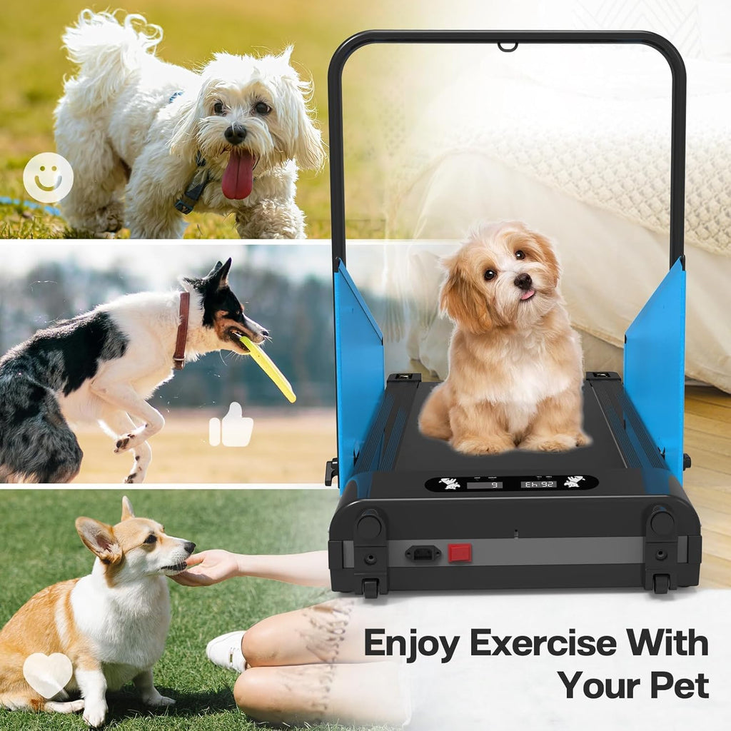 Garvee 2 in 1 Dog Treadmill with LED Display for, 2.5 Hp Foldable Pet Treadmill for Doggy Running Machine, Foldable Pet Pacer Treadmill Pad for Small and Medium Dogs Home Use, Blue